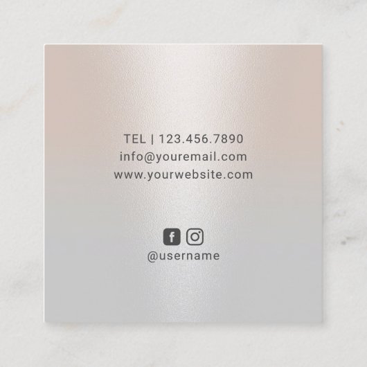 美容師かわいいシザーミニマリストクラッシーシルバー スクエア名刺 (裏面)