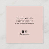 美容師かわいいシザーミニマル赤面ピンク スクエア名刺 (裏面)