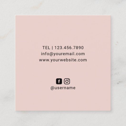 美容師かわいいシザーミニマル赤面ピンク スクエア名刺 (裏面)