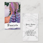 美容師かわいいシザーミニマル赤面ピンク 名刺 (正面/裏面)