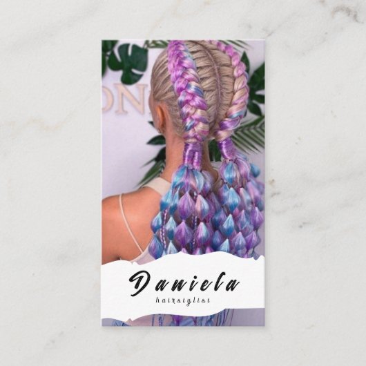 美容師かわいいシザーミニマル赤面ピンク 名刺 (正面)