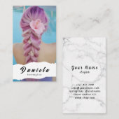 美容師かわいいシザーミニマル赤面ピンク 名刺 (正面/裏面)