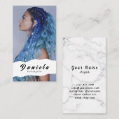 美容師かわいいシザーミニマル赤面ピンク 名刺 (正面/裏面)