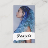 美容師かわいいシザーミニマル赤面ピンク 名刺 (正面)