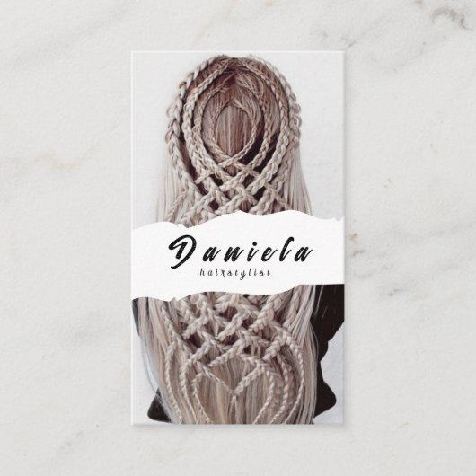 美容師かわいいシザーミニマル赤面ピンク 名刺 (正面)