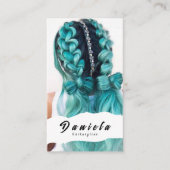 美容師かわいいシザーミニマル赤面ピンク 名刺 (正面)