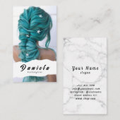 美容師かわいいシザーミニマル赤面ピンク 名刺 (正面/裏面)