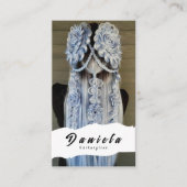 美容師かわいいシザーミニマル赤面ピンク 名刺 (正面)