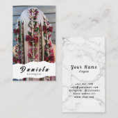 美容師かわいいシザーミニマル赤面ピンク 名刺 (正面/裏面)