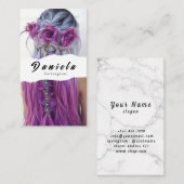 美容師かわいいシザーミニマル赤面ピンク 名刺 (正面/裏面)