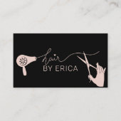 美容師かわいいタイポグラフィブラック&赤面ピンク 名刺 (正面)