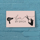 美容師かわいいタイポグラフィ赤面ピンクサロン 名刺