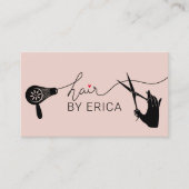 美容師かわいいタイポグラフィ赤面ピンクサロン 名刺 (正面)