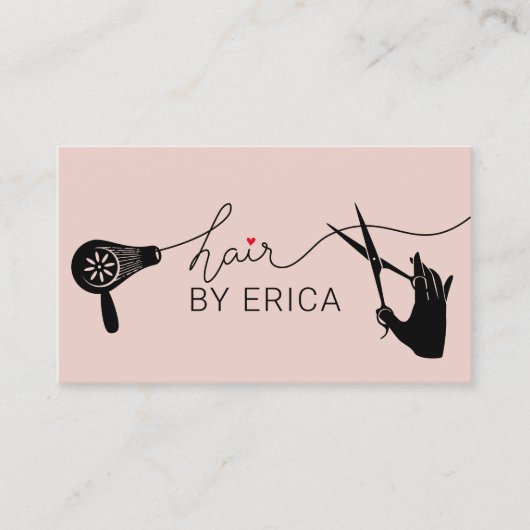 美容師かわいいタイポグラフィ赤面ピンクサロン 名刺 (正面)