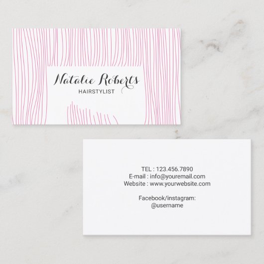 美容師かわいいピンクの美容師 名刺 (正面/裏面)