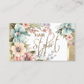 美容師かわいらしフローラグリッター 名刺 (正面)