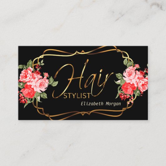 美容師が黒く美しい赤フローラ 名刺 (正面)