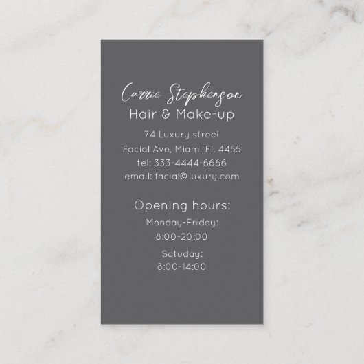 美容師とメイクアップアーティストの名刺 名刺 (裏面)