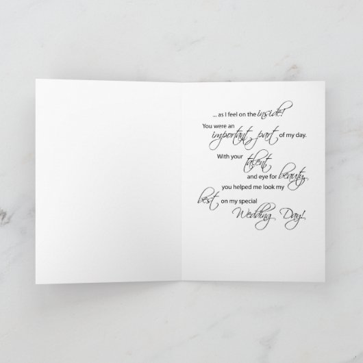 美容師とメイクアップアーティスト結婚の感謝 サンキューカード (内部)