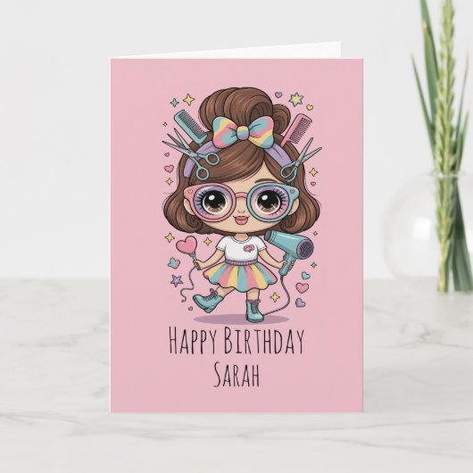 美容師のかわいい美容師誕生日カード カード (正面)