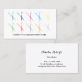 美容師のかわいい色はサロンのロイヤリティを切ります ロイヤリティカード (正面/裏面)