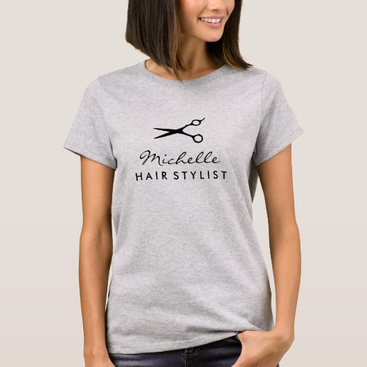 美容師のためのオーダーメイドヘアサロンTシャツ Tシャツ (正面)