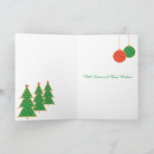 美容師のためのクリスマスツリーとオーナメント カード (内部)