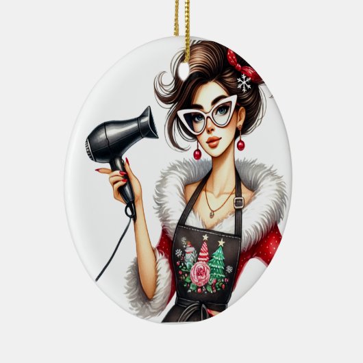 美容師のためのパーソナライズされたクリスマスオーナメント セラミックオーナメント (右)
