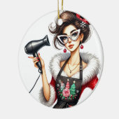 美容師のためのパーソナライズされたクリスマスオーナメント セラミックオーナメント (左)