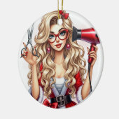美容師のためのパーソナライズされたクリスマスオーナメント セラミックオーナメント (左)