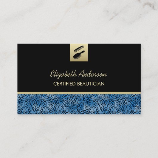 美容師のためのヘアサロンブルーチーテプリント 名刺 (正面)