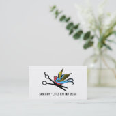 美容師のはさみのつばめの入れ墨のレトロのcosmo 名刺 (スタンド正面)