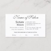 美容師のはさみのグリッターの魅力 予約カード (裏面)