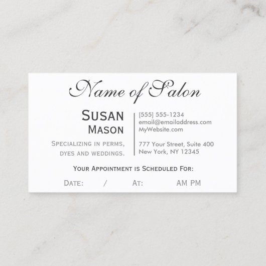 美容師のはさみのグリッターの魅力 予約カード (裏面)