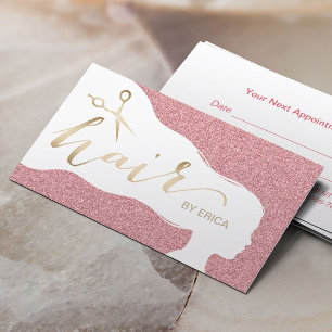 美容師のばら色の金ゴールドのグリッターのサロンのアポイントメント 予約カード