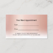 美容師のばら色の金ゴールドのパステル調のサロンのアポイントメント 予約カード (裏面)