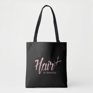 美容師のばら色の金ゴールドの原稿のヘアーサロンの黒 トートバッグ