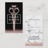 美容師のばら色の金ゴールドは黒を切りましたり及び戴冠させます 予約カード (正面/裏面)