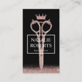 美容師のばら色の金ゴールドは黒を切りましたり及び戴冠させます 予約カード (正面)