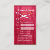 美容師のアポイントメントのモダンで赤い木製の穀物#3 予約カード (裏面)