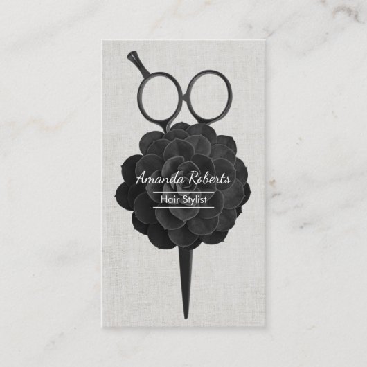 美容師のアポイントメントのヴィンテージの黒の花柄 予約カード (正面)