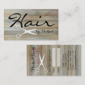 美容師のアポイントメントの木製の穀物の背景#3 予約カード (正面/裏面)