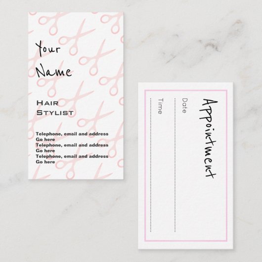 美容師のアポイントメントカードを"エコーします" 予約カード (正面/裏面)