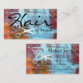 美容師のエレガントでカラフルでモダンな木製の一見 名刺 (正面/裏面)