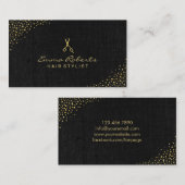 美容師のエレガントで暗いリネンシックな金ゴールドは切ります 名刺 (正面/裏面)