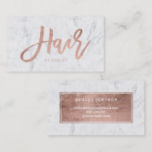 美容師のエレガントなばら色の金ゴールドのタイポグラフィの大理石 名刺 (正面/裏面)