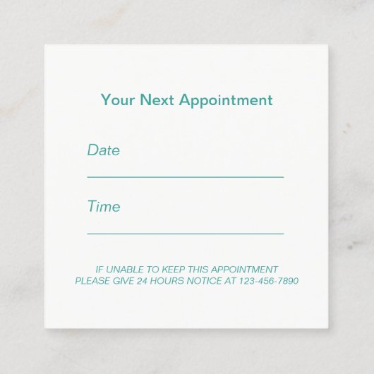 美容師のエレガントな水彩画のサロンのアポイントメント 予約カード (裏面)