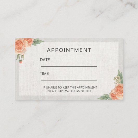 美容師のエレガントな花のアポイントメント 予約カード (裏面)