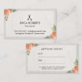 美容師のエレガントな花のアポイントメント 予約カード (正面/裏面)