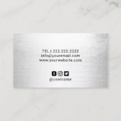 美容師のカスタムなサロンのロゴのモダンの銀 名刺 (裏面)